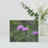 Thistle Flowers Denken aan jou Briefkaart (Staand voorkant)