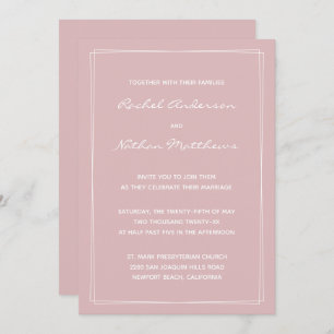 Thistle French roze Modern Wedding Invitations