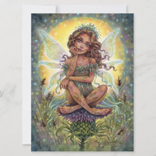 Thistle Landing Art Kaart Fairy Fantasy Flower
