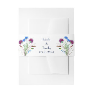 Thistle Purple Bloemen Floral Elegant Bruiloft Uitnodigingen Wikkel