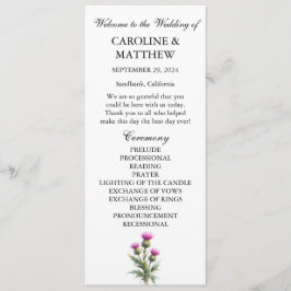 Thistle Purple Floral Elegant Modern Wedding  Programma