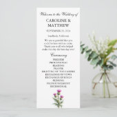 Thistle Purple Floral Elegant Modern Wedding  Programma (Staand voorkant)