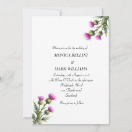 Thistle Purple Floral Scottish Simple Wedding Kaart