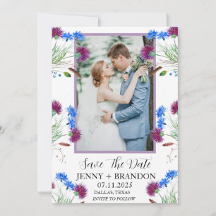 Thistle Schots Elegant Modern Floral Foto Save The Date