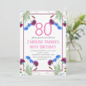 Thistle Scottish 80th Birthday Paarse Floral Kaart (Staand voorkant)