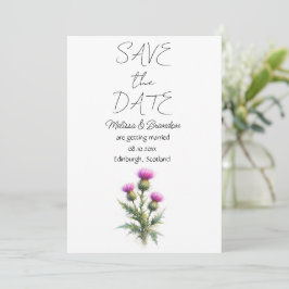 Thistle Scottish Floral Flowers Rustic Wedding  Kaart