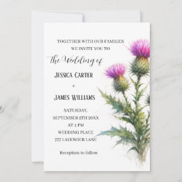 Thistle Scottish Watercolor Rustic Wedding Kaart