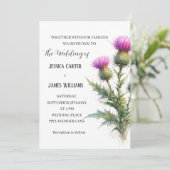 Thistle Scottish Watercolor Rustic Wedding Kaart (Staand voorkant)