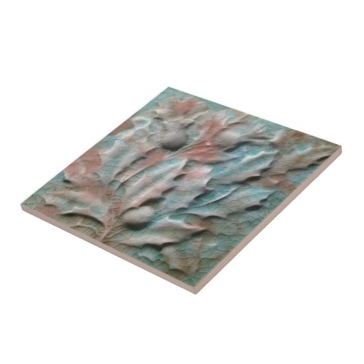 Thistle Theme American Encaustic Faux Relief Repro Tegeltje (Zijkant)