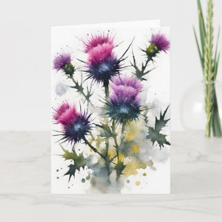 Thistle - Watercolor flowers Kaart