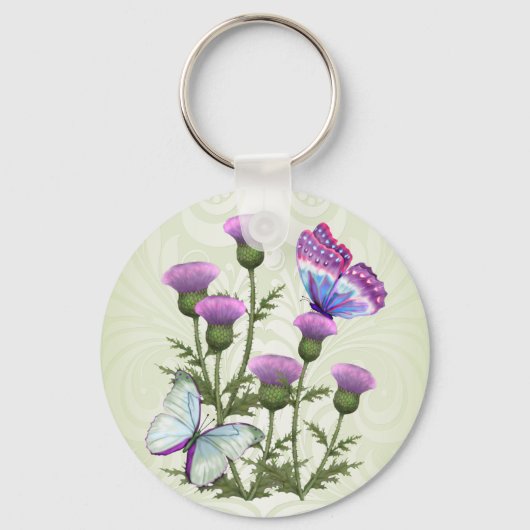 Thistles en Butterflies Sleutelhanger (Voorkant)