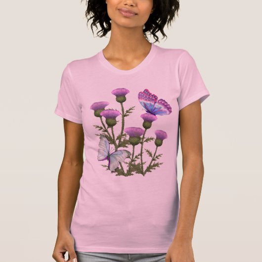 Thistles en Butterflies T-shirt (Voorkant)