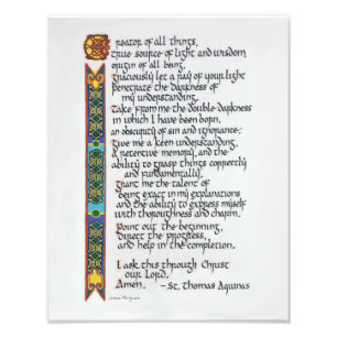 Thomas Aquinas Student's Prayer Calligrafie Foto Afdruk