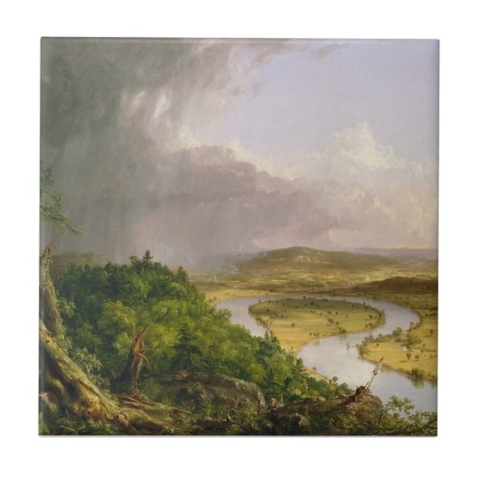 Thomas Cole de Oxbow de Connecticut rivier Tegeltje (Voorkant)