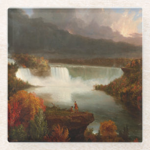  Thomas Cole Distant Uitzicht van Niagara-Herfsten Glazen Onderzetter