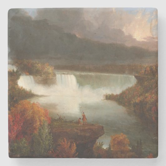  Thomas Cole Distant Uitzicht van Niagara-Herfsten Stenen Onderzetter (Voorkant)