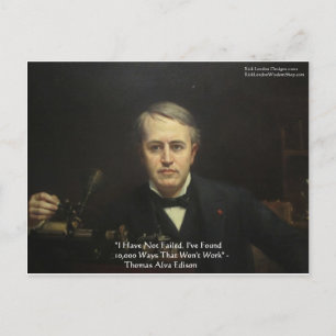 Thomas Edison "10.000 Manieren" Wijsheid Citaat Ca Briefkaart