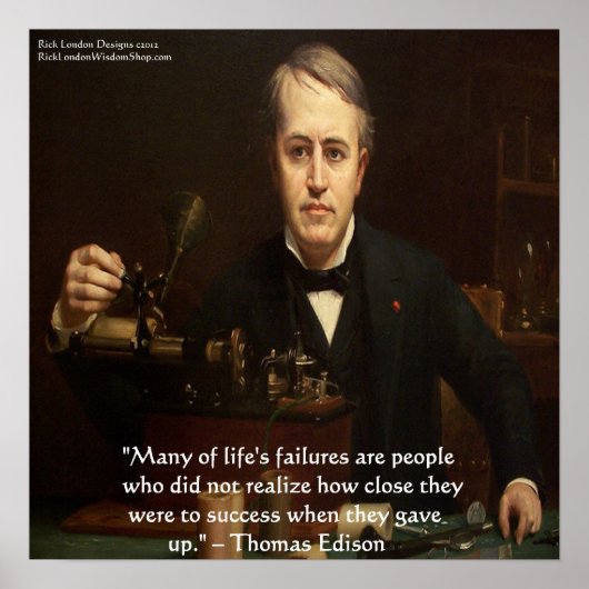 Thomas Edison "B4 Succes" Poster van het citaat va (Voorkant)