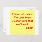 Thomas Edison citaat Briefkaart (Voorkant / Achterkant)