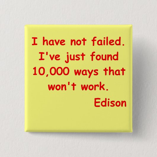 Thomas Edison citeert Vierkante Button 5,1 Cm (Voorkant)