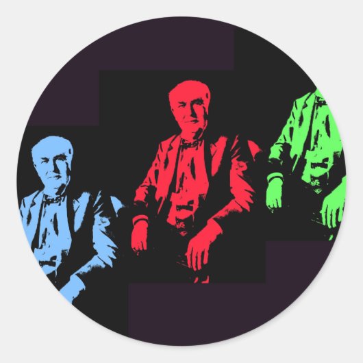 Thomas Edison Collage Ronde Sticker (Voorkant)