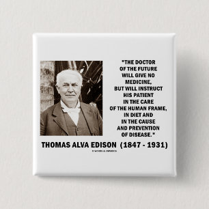 Thomas Edison Doctor in de Toekomst geeft geen med Vierkante Button 5,1 Cm