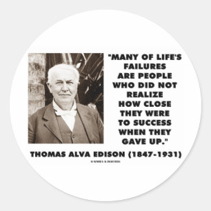 Thomas Edison faalt dicht bij succes en heeft zich Ronde Sticker