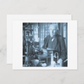 Thomas Edison in Zijn Lab Stereoview Cyan Toned Briefkaart (Voorkant / Achterkant)