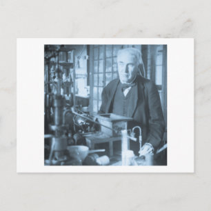 Thomas Edison in Zijn Lab Stereoview Cyan Toned Briefkaart