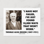 Thomas Edison niet geslaagd 10.000 manieren werken Briefkaart (Voorkant)