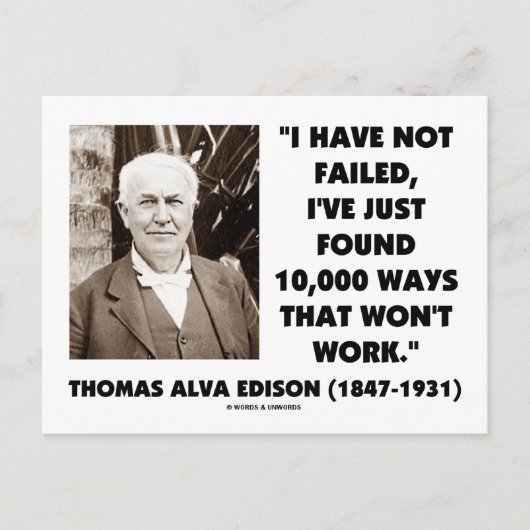 Thomas Edison niet geslaagd 10.000 manieren werken Briefkaart (Voorkant)