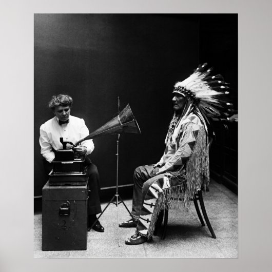 Thomas Edison Phonograph Recording Native American Poster (Voorkant)