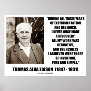 Thomas Edison Resvention Pure Simple Quote Poster