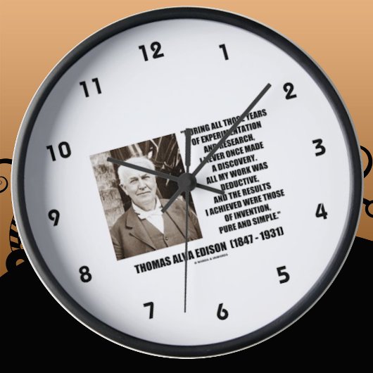 Thomas Edison Resvention Pure Simple Quote Ronde Klok