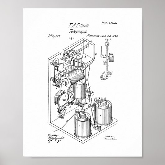 Thomas Edison Telegraph Patent Poster (Voorkant)