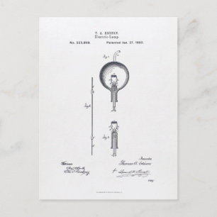 Thomas Edison's Light Bulb Patent Application 1880 Briefkaart