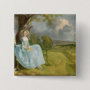 Thomas Gainsborough  de heer Andrews en mevrouw An Vierkante Button 5,1 Cm