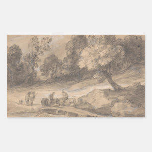 Thomas Gainsborough - Grond landschap met afbeeldi Rechthoekige Sticker