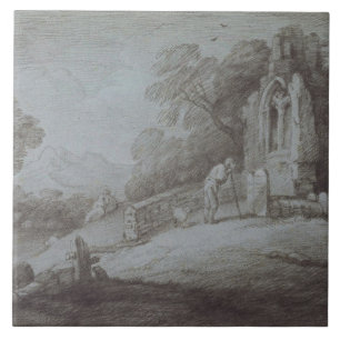 Thomas Gainsborough   Kurkerbine met Afbeelding Co Tegeltje