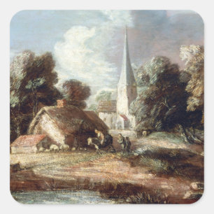 Thomas Gainsborough Landscape met Cottage Vierkante Sticker