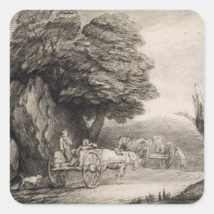Thomas Gainsborough Landschap met wortels Vierkante Sticker