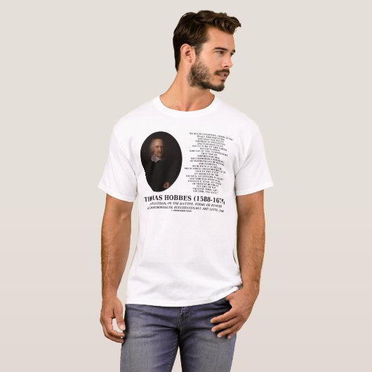 Thomas Hobbes Leviathan Man Solitary Poor Quote T-shirt (Voorkant volledig)