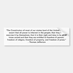 Thomas Jefferson citaat - Grondwet Bumpersticker