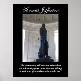 Thomas Jefferson "De democratie zal ophouden..." Poster