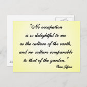 Thomas Jefferson Garden Quote Briefkaart (Voorkant / Achterkant)