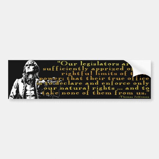 Thomas Jefferson "Grenzen aan de macht" bumperstic Bumpersticker (Voorkant)