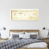 Thomas Jefferson Handtekening op bankcheque 1809 Canvas Afdruk (Insitu (Slaapkamer))