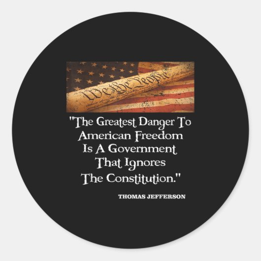 Thomas Jefferson het grootste gevaar voor de vrijh Ronde Sticker (Voorkant)