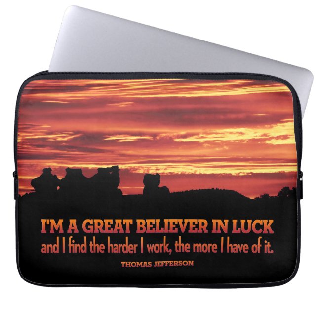 Thomas Jefferson Inspirerend citaat "Geluk" Laptop Sleeve (Voorkant)