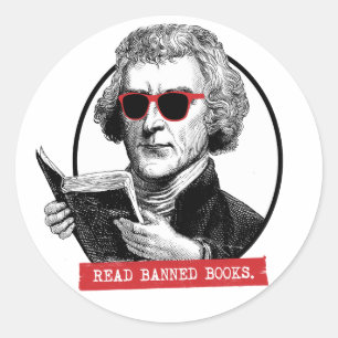 Thomas Jefferson leest verboden boeken Ronde Sticker